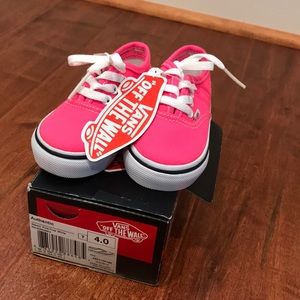 VANS authentic toddler Neon Pink/True White size 4